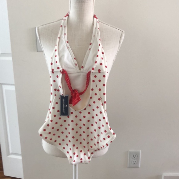 ISLAND COMPANY ONE PIECE BATHING SUIT SIZE XSMALL WHITE W/RED POLKA DOTS NEW - Picture 4 of 8